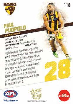 2017 Select Certified #118 Paul Puopolo Back